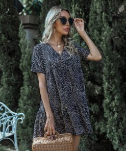 Summer Fashion  style pullover skirt floral print A-hem dress