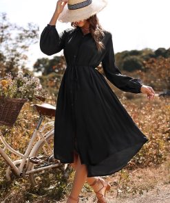 Elegant Pure Color Lace Dress with Slim Fit & Slit