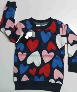 Kids’ Heart Print Sweatshirt – Navy Blue